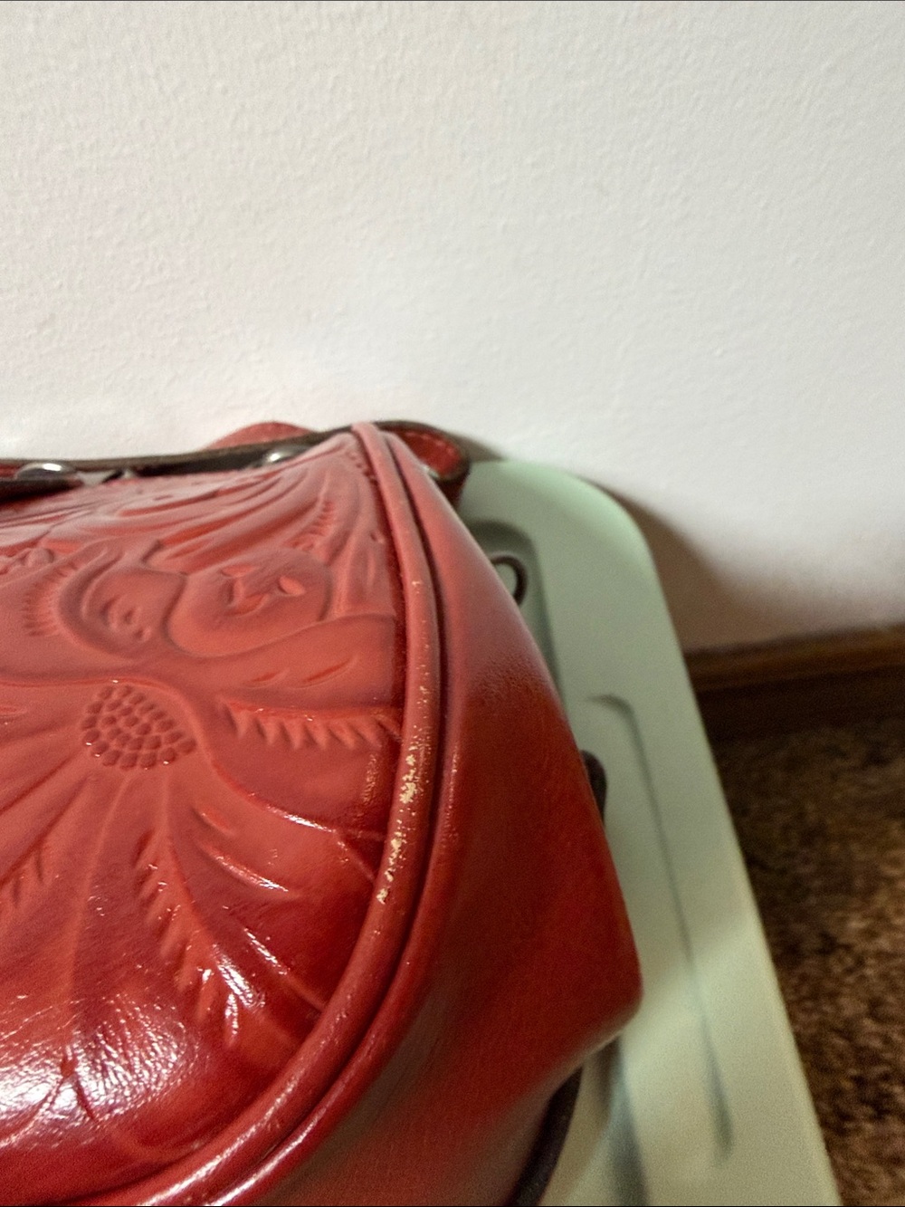 Patricia Nash Red Embossed Floral Crossbody Bag - Picture 2 of 9